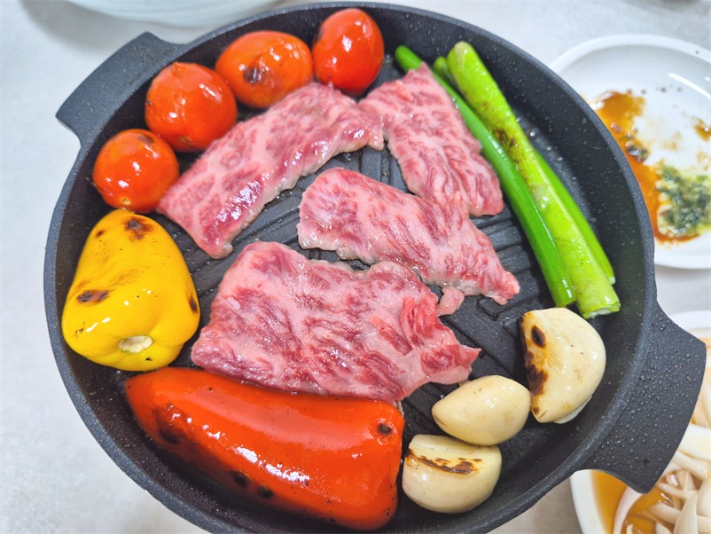 한우 굽기 준비