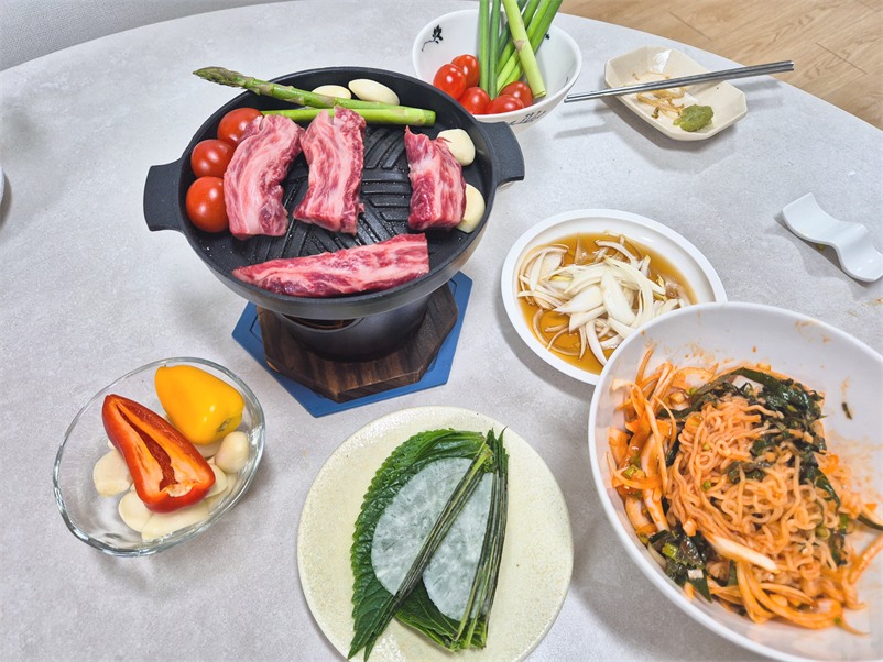 한우 구이 완료
